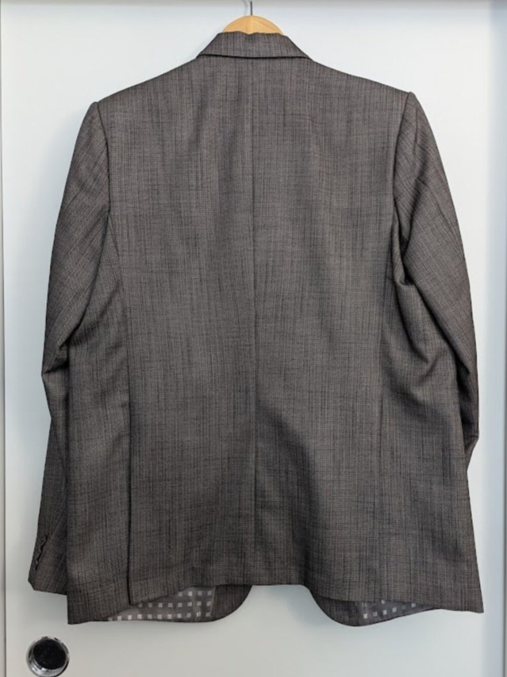 Tailored Men’s Brown Gray Blazer Smooth Suiting Fabric Double Vent - Picture 8 of 16